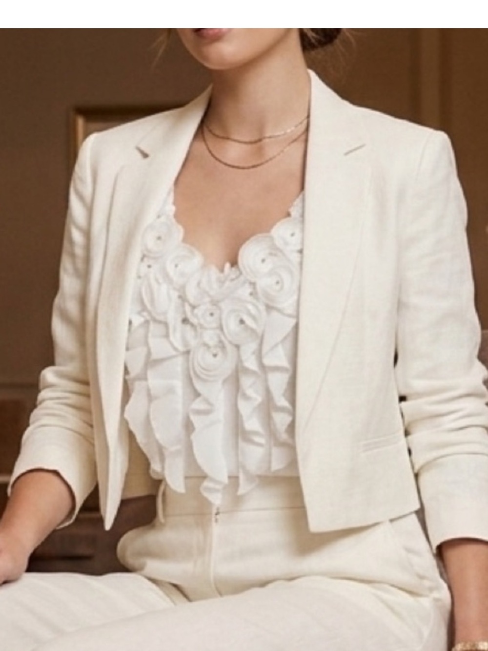 White House Black Market Ruffle and RosetteEmbellished Tank